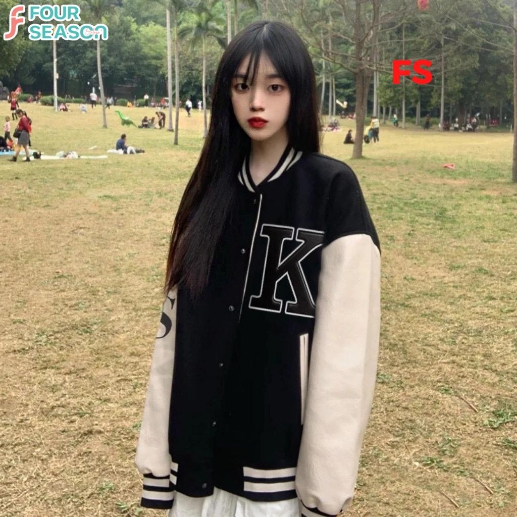 Áo khoác bomber nỉ unisex form rộng K BBN05 4S ulzzang street style Hàn Quốc mềm mịn rẻ đẹp