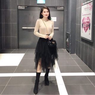 Chân váy lưới xòe công chúa midi