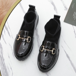 Giày lười da đế bằng phong cách anh quốc cho nữ size 35-43