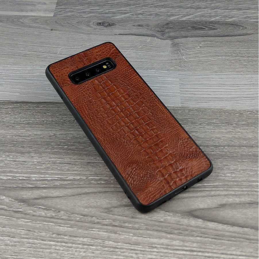 Ốp Lưng Samsung Galaxy S10 Plus Da Cá Sấu Có Gù Màu Nâu