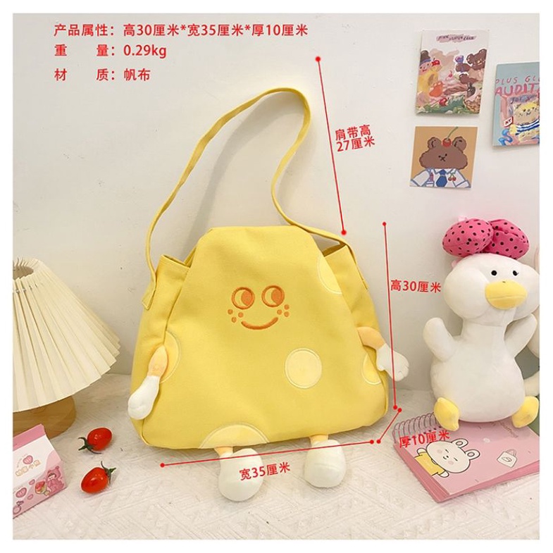 Túi vải canvas hình chiếc phô mai độc lạ xinh xắn