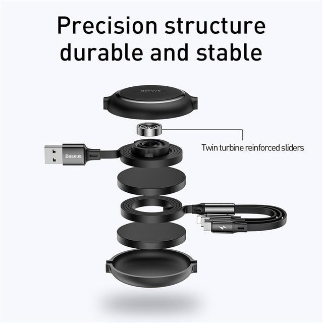 Cáp Sạc Dây Rút Điện Thoại 3 đầu 3 in 1 Baseus CAMLT-JH - Toplink