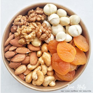 Mixed Nuts Mơ Sấy Và 4 Loại Hạt Dinh Dưỡng (Macca, Điều, Hạnh Nhân, Óc Chó) - Giảm cân - Đẹp da - Ăn Vặt Mẹ Bầu