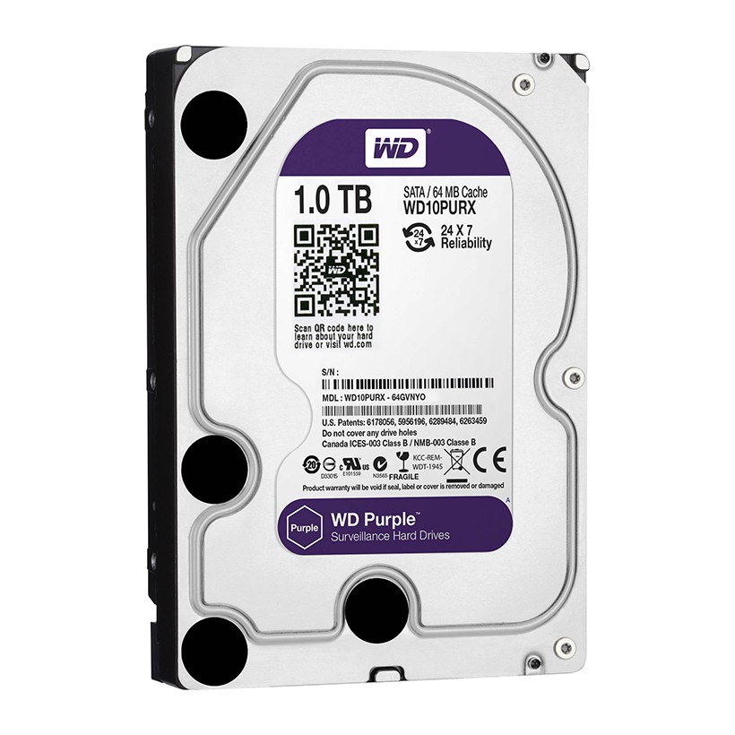 Ổ cứng HDD WD Purple 3.5"  - Dung lượng 1TB / 2TB/ 4TB/ 6TB ( 5400RPM - chuẩn SATA 3 - 64MB Cache) - Bảo hành 36 tháng