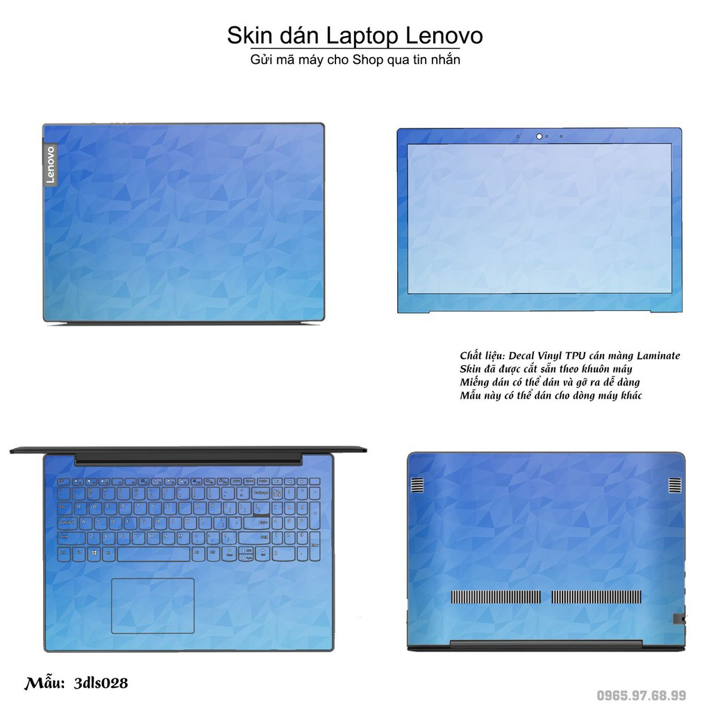 Skin dán Laptop Lenovo in hình 3D Image (inbox mã máy cho Shop)