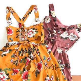 Đầm maxi hoa ( có mút ngực , hình thật tự chụp 100%)