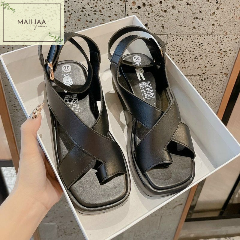 Sandal quai chéo xỏ ngón MAILIAA đế xuồng cao 3 phân đi êm chân