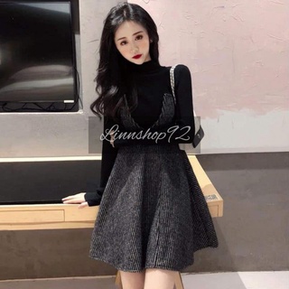 Set váy yếm kèm áo len về