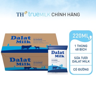 Thùng 48 Bịch Sữa Tươi Tiệt Trùng Có Đường Dalat Milk 220ml