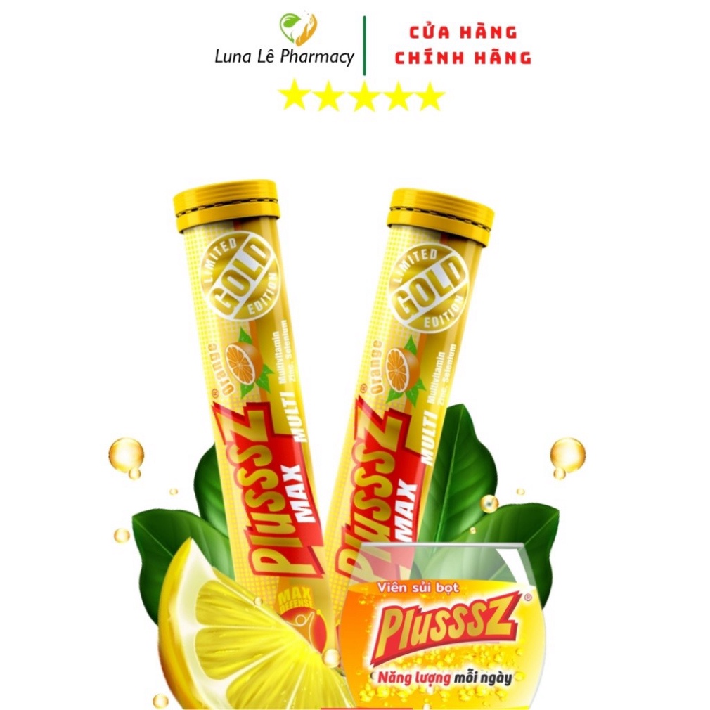 [Chính hãng] Viên C Sủi Bổ Sung Vitamin Tổng Hợp Plusssz Gold Max Tuýp 20 Viên  Date mới
