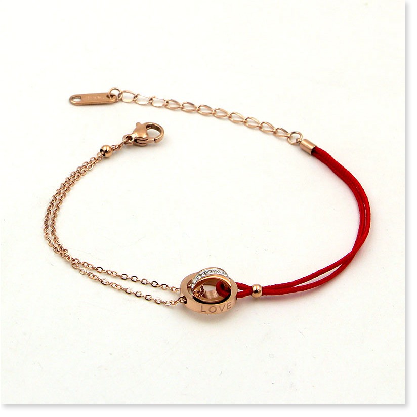 Vòng tay lắc tay nữ titan chỉ đỏ lòng đá H14-206A - CAM KẾT KHÔNG GỈ, KHÔNG BAY MÀU - BẢO HÀNH 12 THÁNG