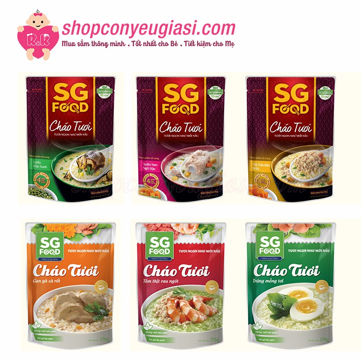 Cháo Tươi SG Food 270g Nhiều Vị Cho Bé Từ 12m+ - Date 09/2022