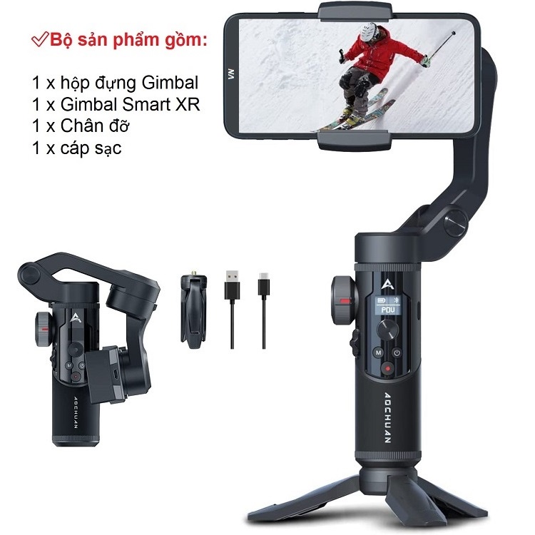 Gimbal Chống Rung Tuyệt Đối Smart XR, Chính Hãng AOCHUAN, Tay Cầm Có 3 Trục Hỗ Trợ Quay Video Chụp Ảnh, Vlog, Livestream