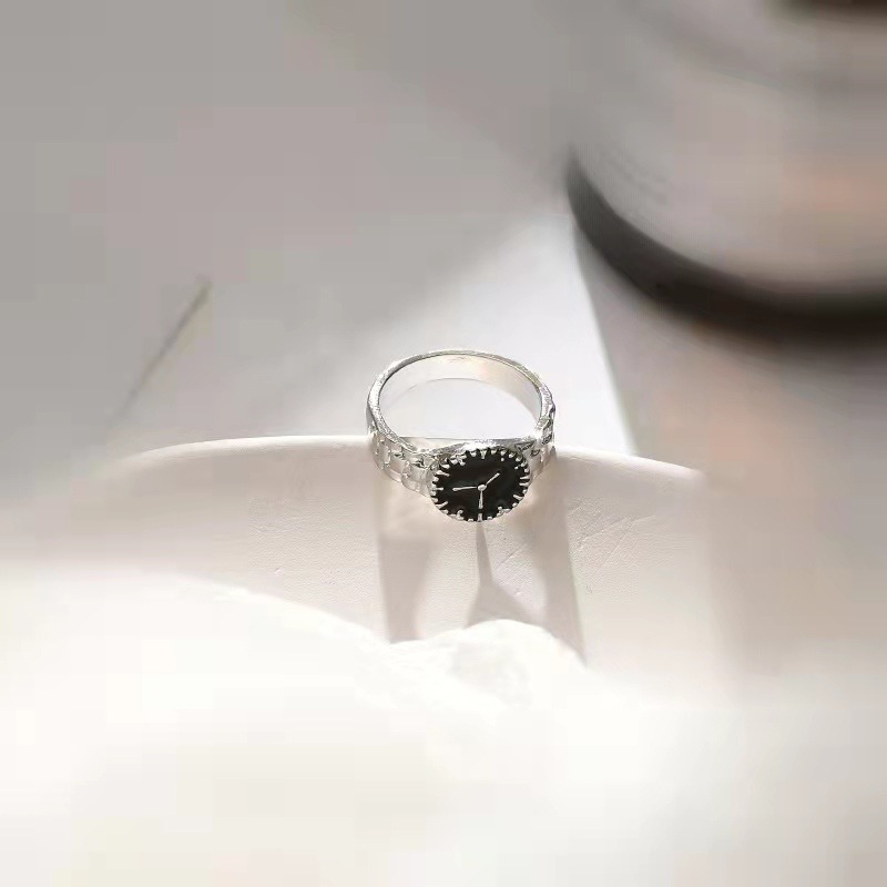 Nhẫn Hình Đồng Hồ Thiết Kế Đơn Giản Phong Cách Nhật Hàn