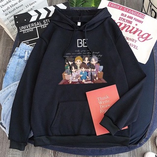 Áo hoodie dài tay chibi b t s b e hai màu trắng đen đủ size