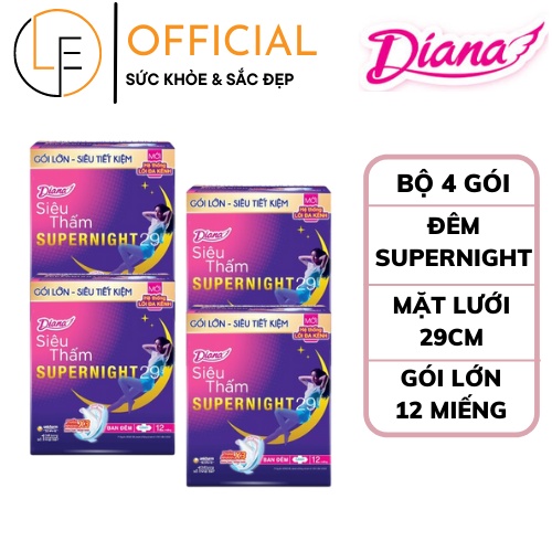 Băng Vệ Sinh Diana Super Night Ban Đêm 29cm - 12 Miếng
