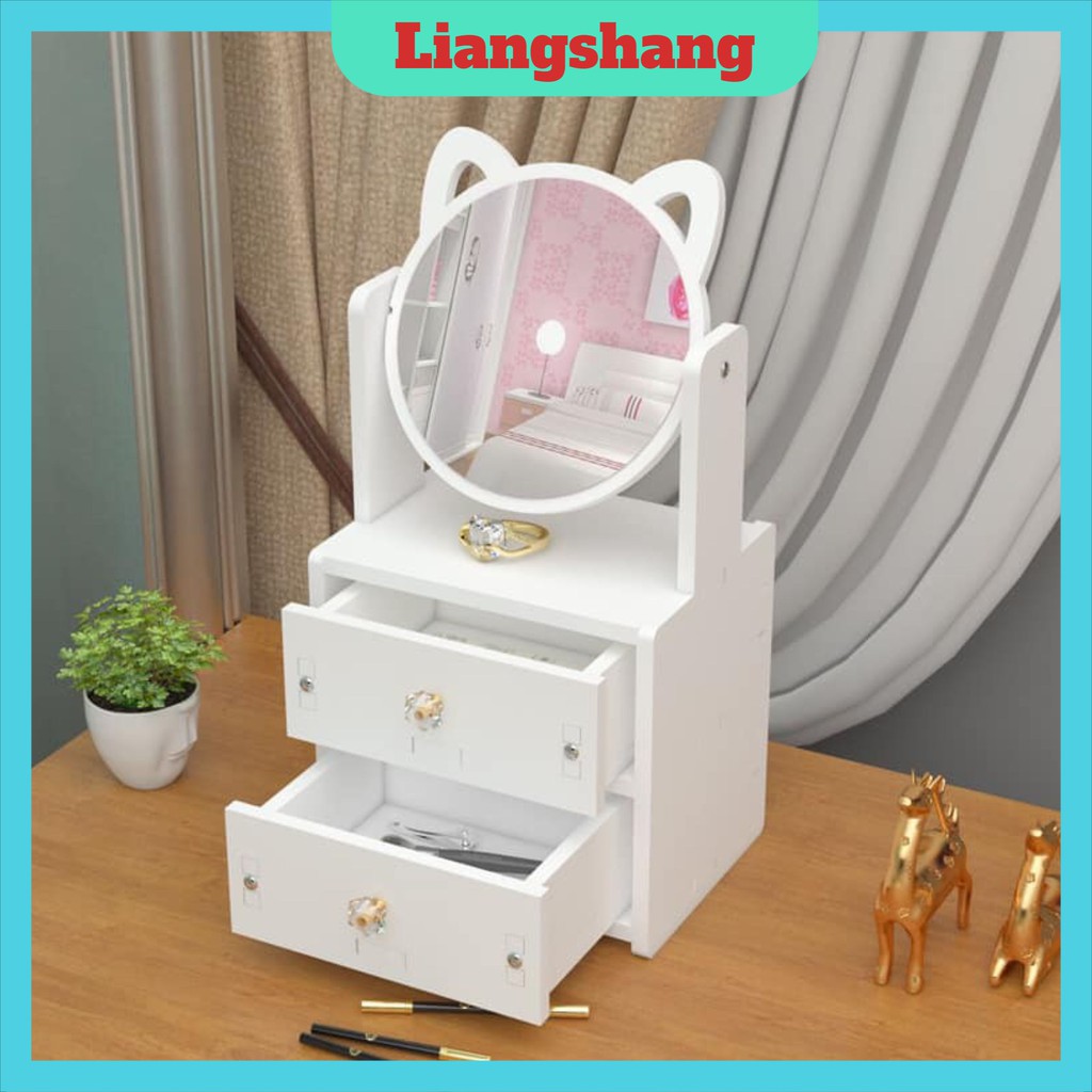 Kệ Mỹ Phẩm MiniFREESHIP Kệ Để Đồ Trang Điểm Có Kèm Gương Tai Mèo Dễ Thương (tuyển sỉ)