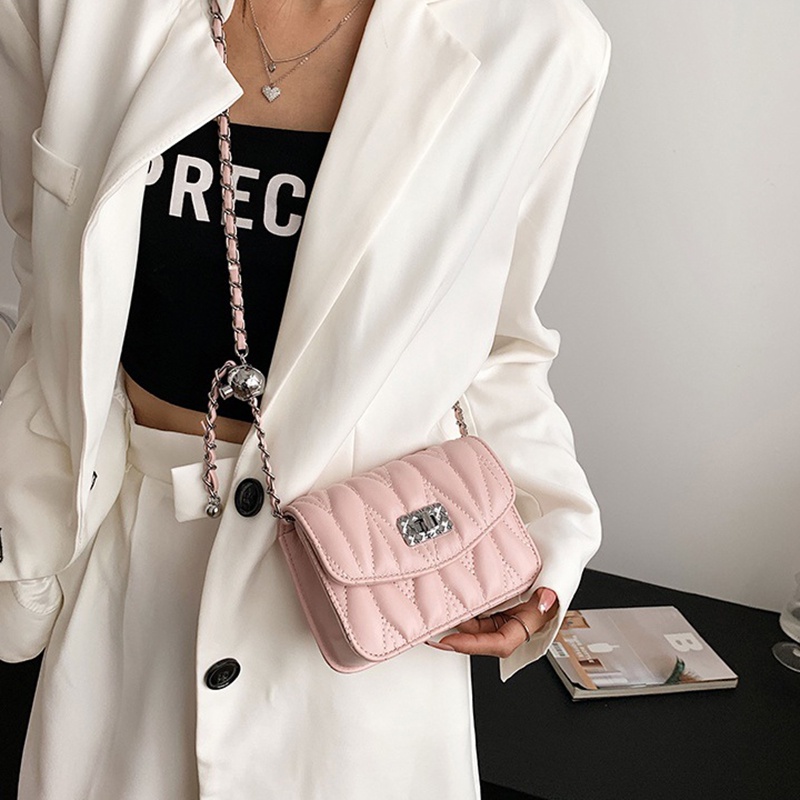 Túi xách mini IELGY dáng vuông phối dây xích thời trang cho nữ