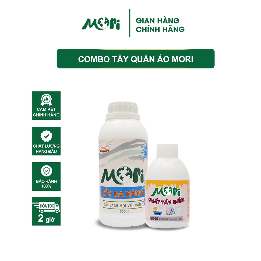 Combo Tẩy quần áo, Tẩy mốc đồ vải Mori, Đánh bay mọi vết bẩn trên đồ vải_CHÍNH HÃNG 100%