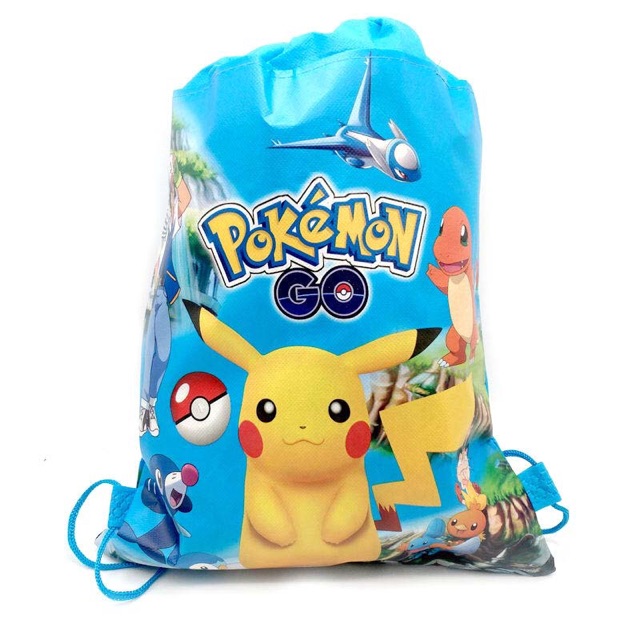 Ba Lô Dây Rút Vải Không Dệt Hình Pokemon Đáng Yêu Cho Bé