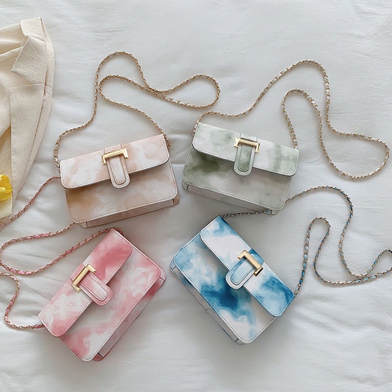 Túi Đeo Vai Hình Vuông Cỡ Nhỏ Phối Dây Đeo Sợi Xích Thời Trang Cho Nữ