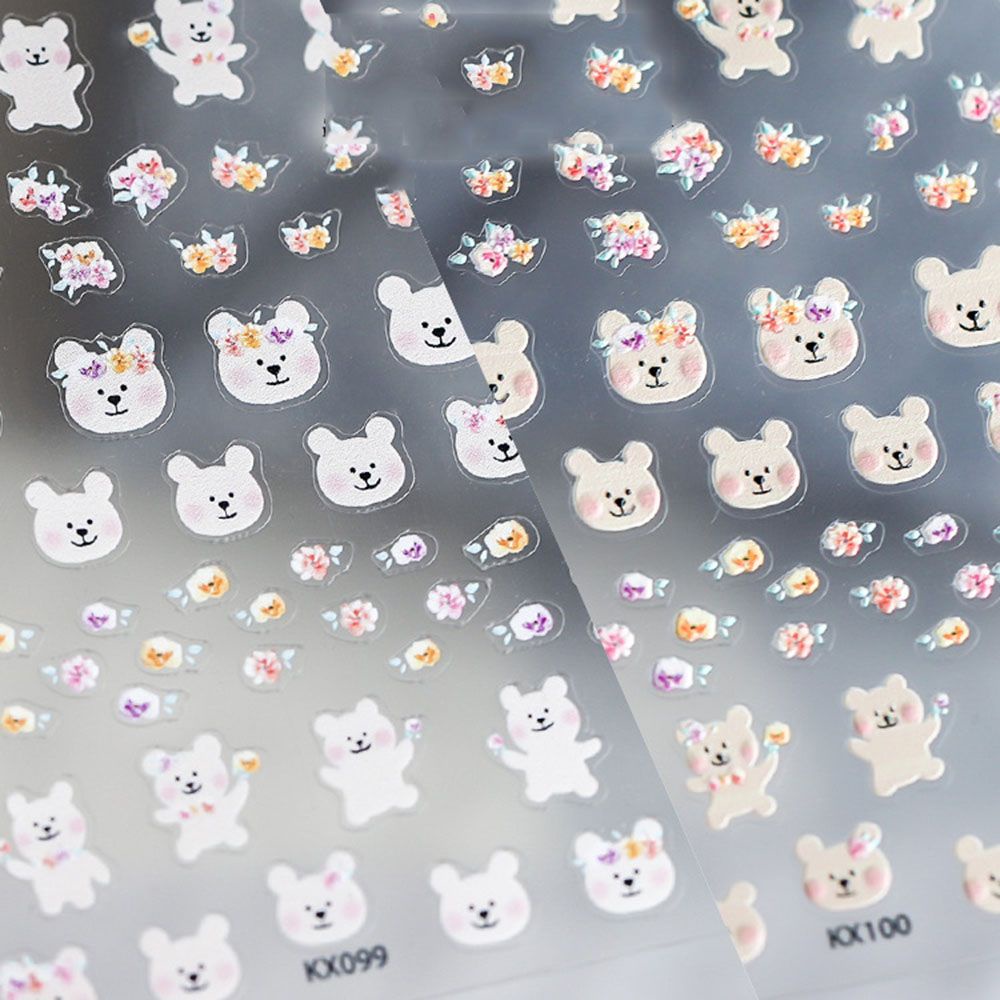 Nhãn Dán Trang Trí Móng Tay Hình Gấu Hoạt Hình 5D Diy