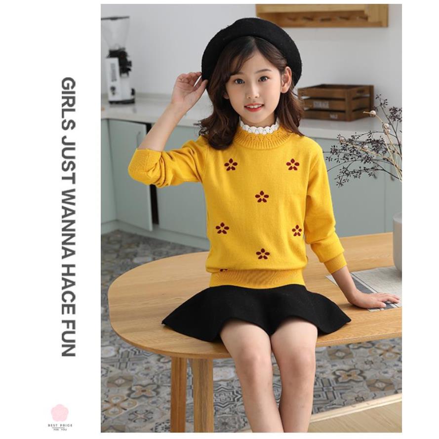 Áo len bé gái 6 tuổi ☑️ Thời trang bé gái 11 tuổi☑️ áo bé gái size đại 25kg, 30kg