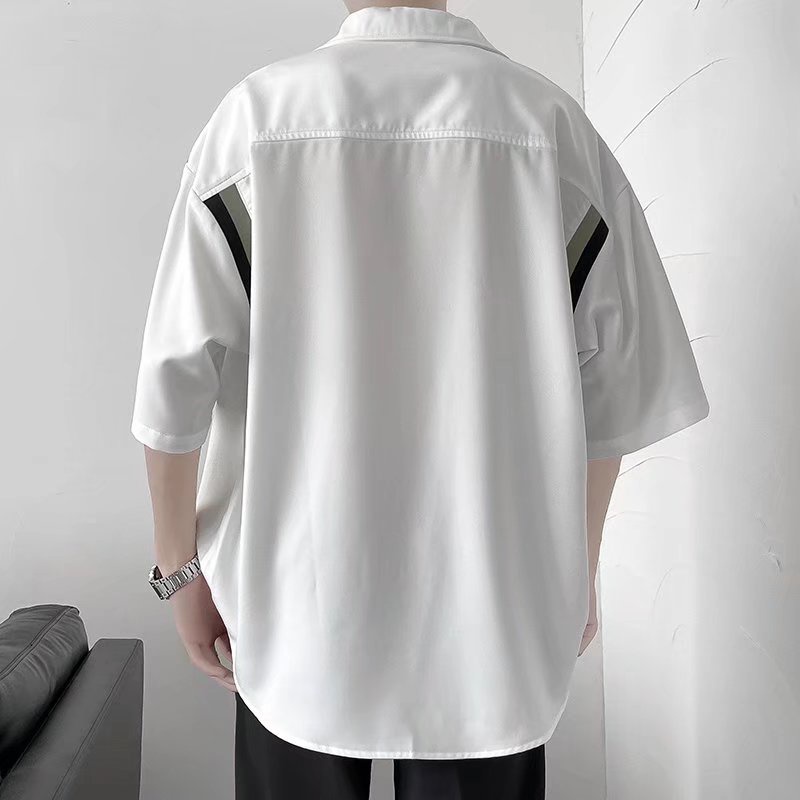 Áo Sơ Mi Tay Dài Dáng Rộng Thoáng Khí Phối Túi Phong Cách Hip Hop Đường Phố Hàn Quốc Cho Nam