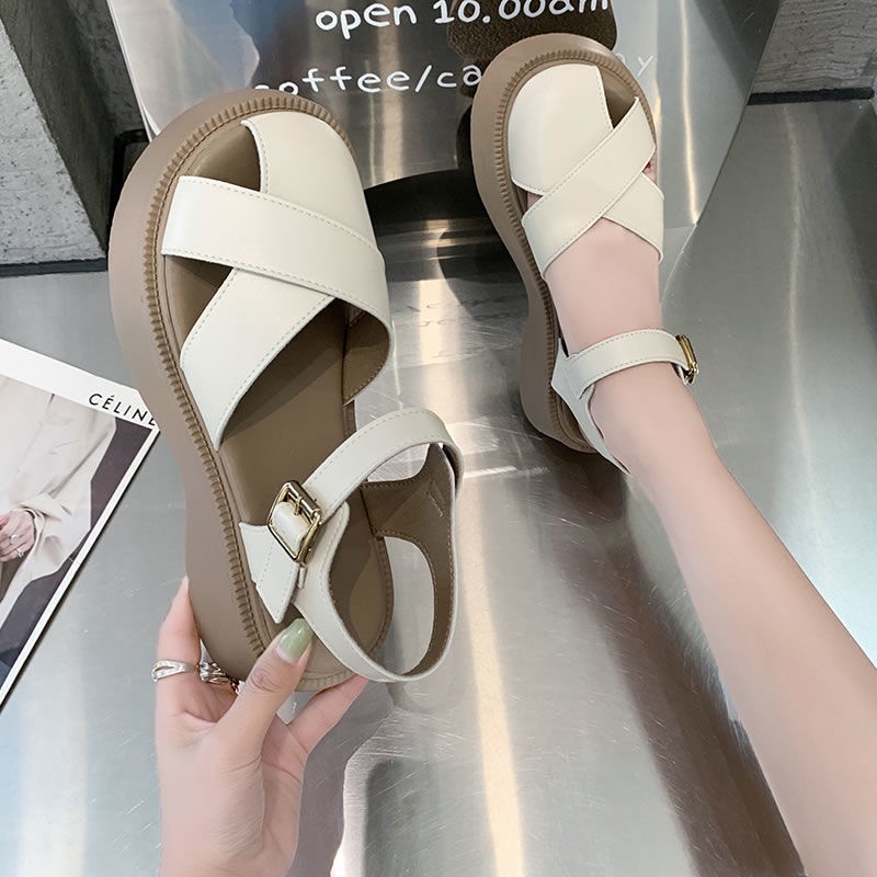 Giày Sandal Bít Mũi Đế Bằng Thiết Kế Đơn Giản Thời Trang Mùa Hè~2022