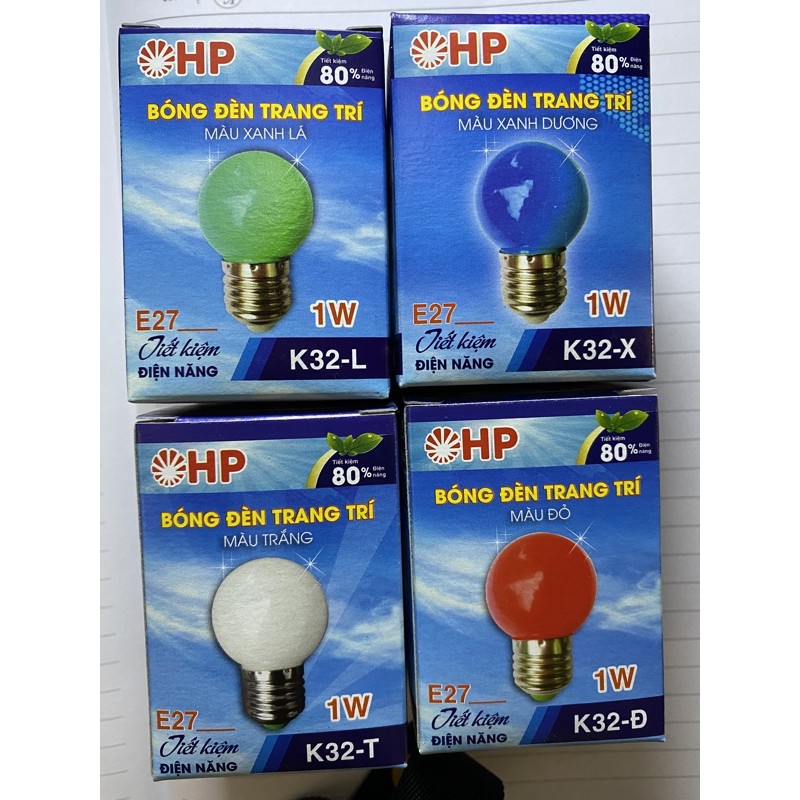 Bóng đèn led trang trí 1W xanh dương,xanh lá, trắng, đỏ HP