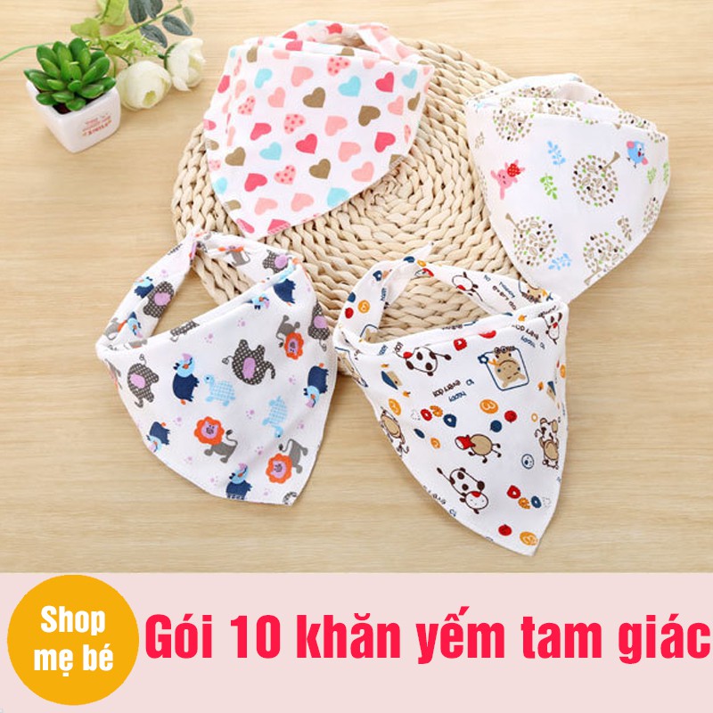 Gói 10 khăn yếm tam giác xô cúc bấm