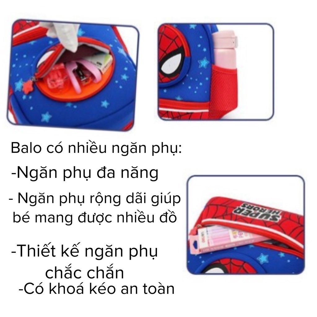 Balo cho bé đi học mầm non họa tiết dễ thương, balo siêu nhẹ, siêu bền đẹp - Hazis Store