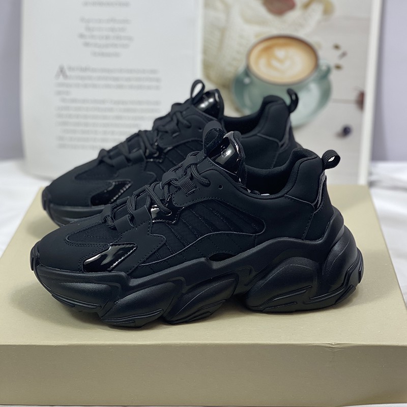 Giày thể thao nữ Shougo - giày sneaker nữ 2 màu đen &amp; kem chất da đẹp đế bự độn đế cao giày ulzzang hàn quốc giá rẻ 2021