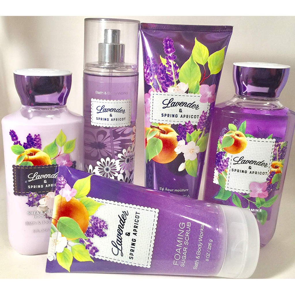 Dưỡng thể giữ ẩm da Bath &amp; Body Works Lavender &amp; Spring Apricot body lotion 236ml (Mỹ)