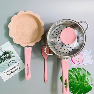 Bộ nồi chảo đá hình hoa chế biến ăn dặm cho bé
