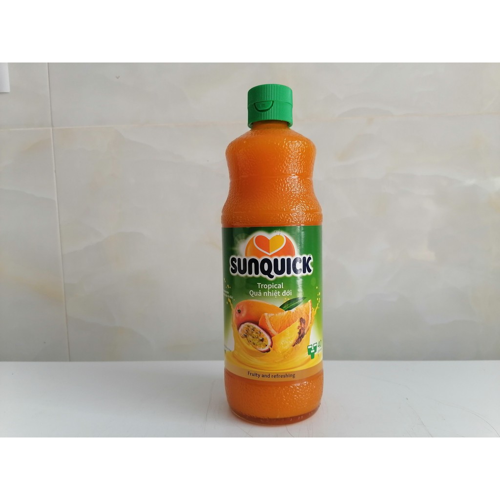 [Chai 840ml – TROPICAL] NƯỚC ÉP TRÁI CÂY NHIỆT ĐỚI CÔ ĐẶC [Malaysia] SUNQUICK Fruity and Refeshing (halal)