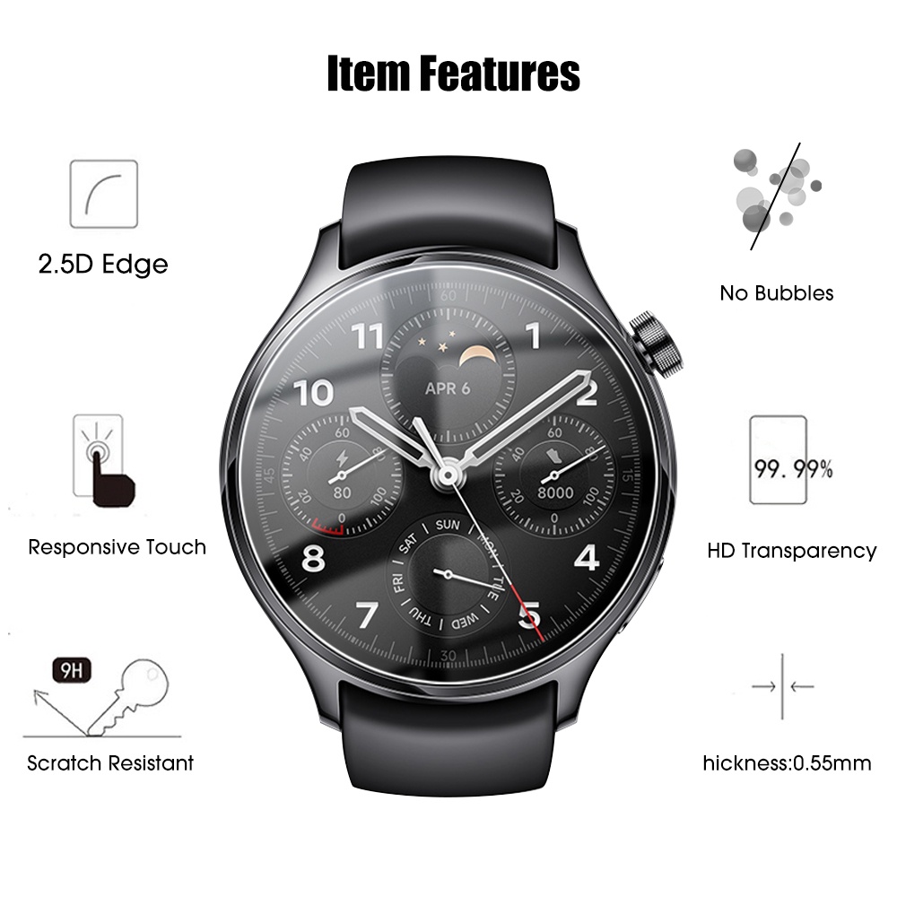 Kính Cường Lực 2.5D HD 9H Siêu Mỏng Cho Đồng Hồ Thông Minh Xiaomi Mi Watch S1 Pro