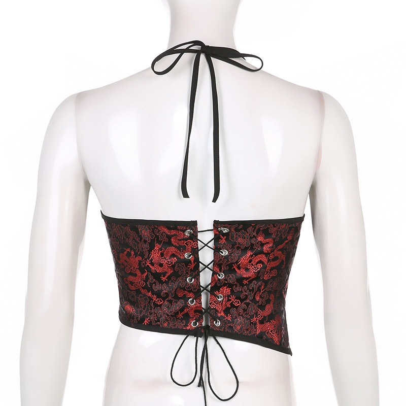 Áo Tank Top Hoạ Tiết Rồng Thêu Phong Cách Vintage
