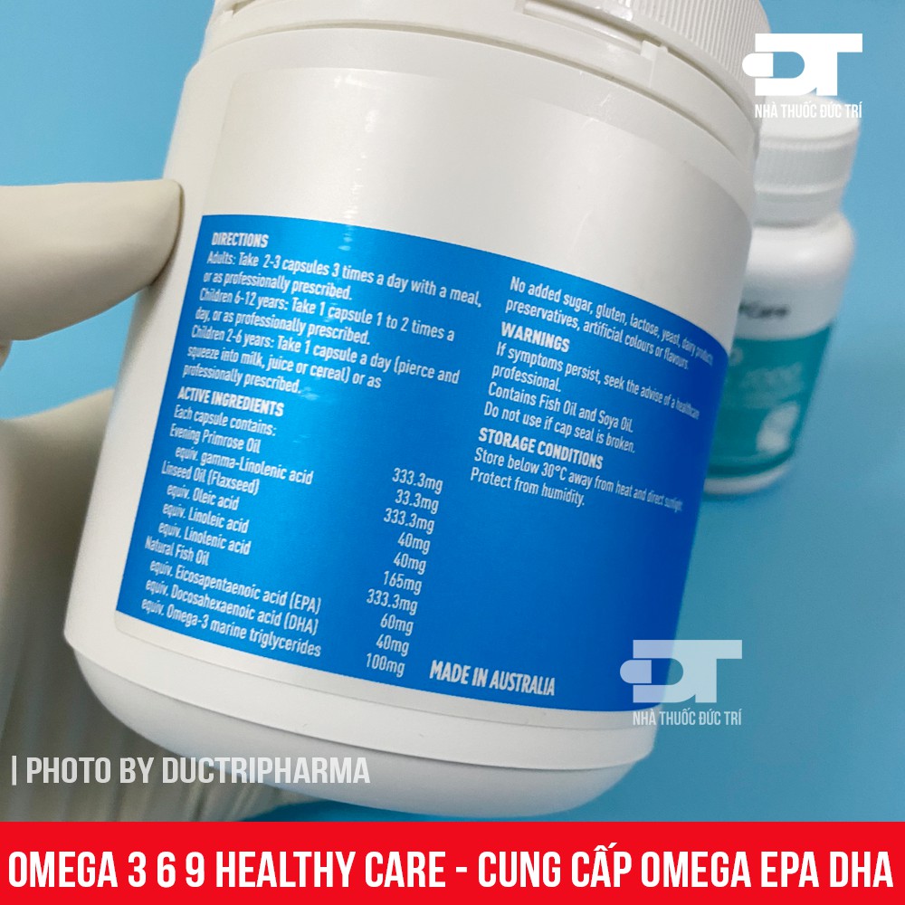 Omega 3 6 9 [Úc] Healthy care - 200 viên - Cung cấp Omega EPA DHA