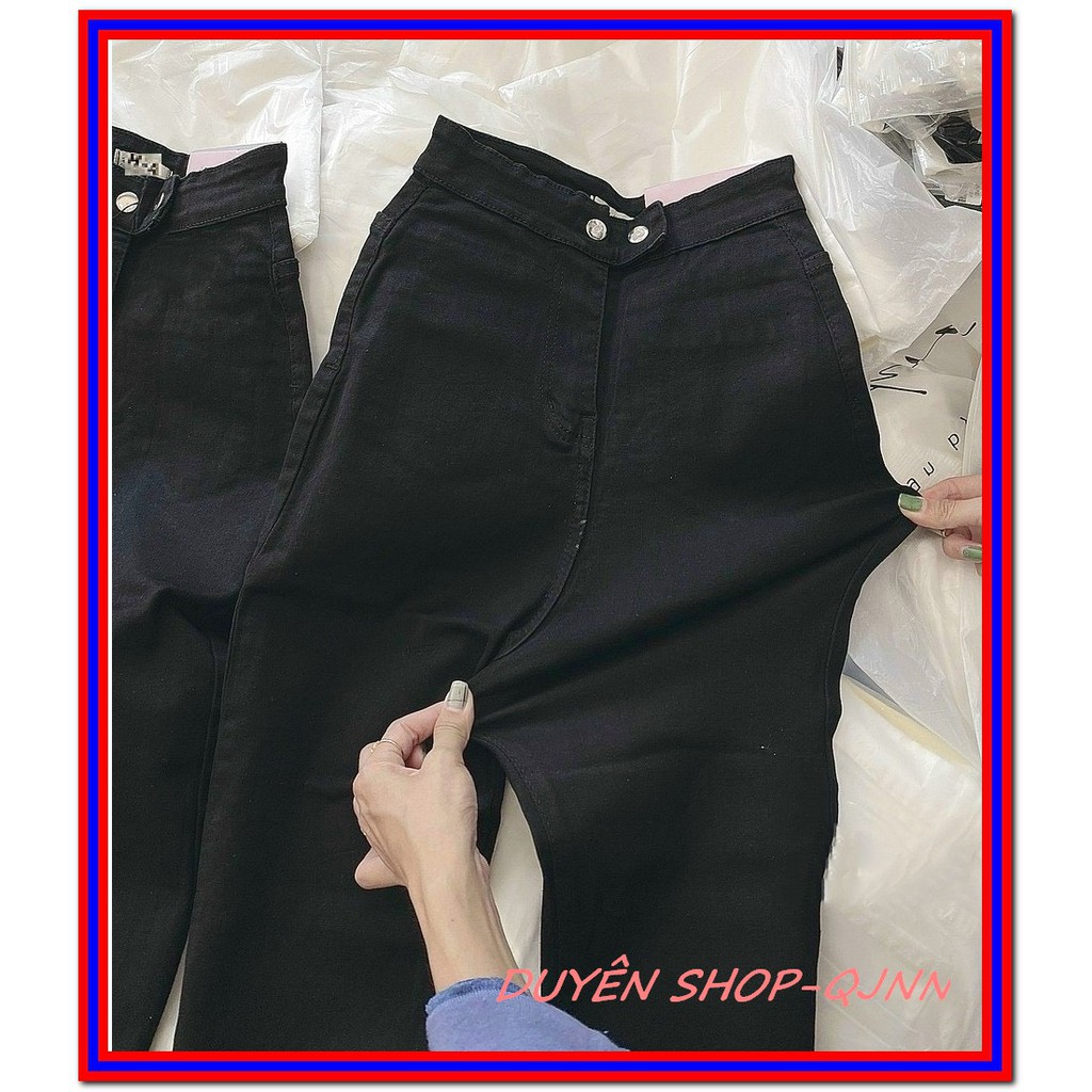 Quần jean nữ lưng cao KIỂU ĐAI KHÔNG ĐỈA 2 CÚC 2 TÚI SAU ( k có túi trước ) DTZ61