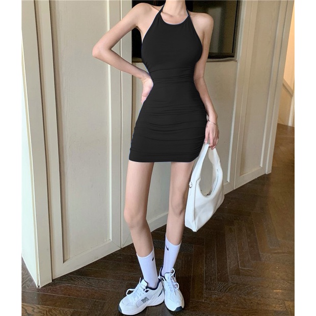 Váy body yếm bo chun 2 bên ôm dáng quyến rũ sexy - Puwn Pơ🥑