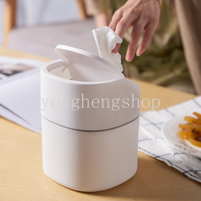 Thùng Đựng Rác Nắp Lật Mini Để Bàn Có Nắp Đa Ứng Dụng Cho Nhà Ở
