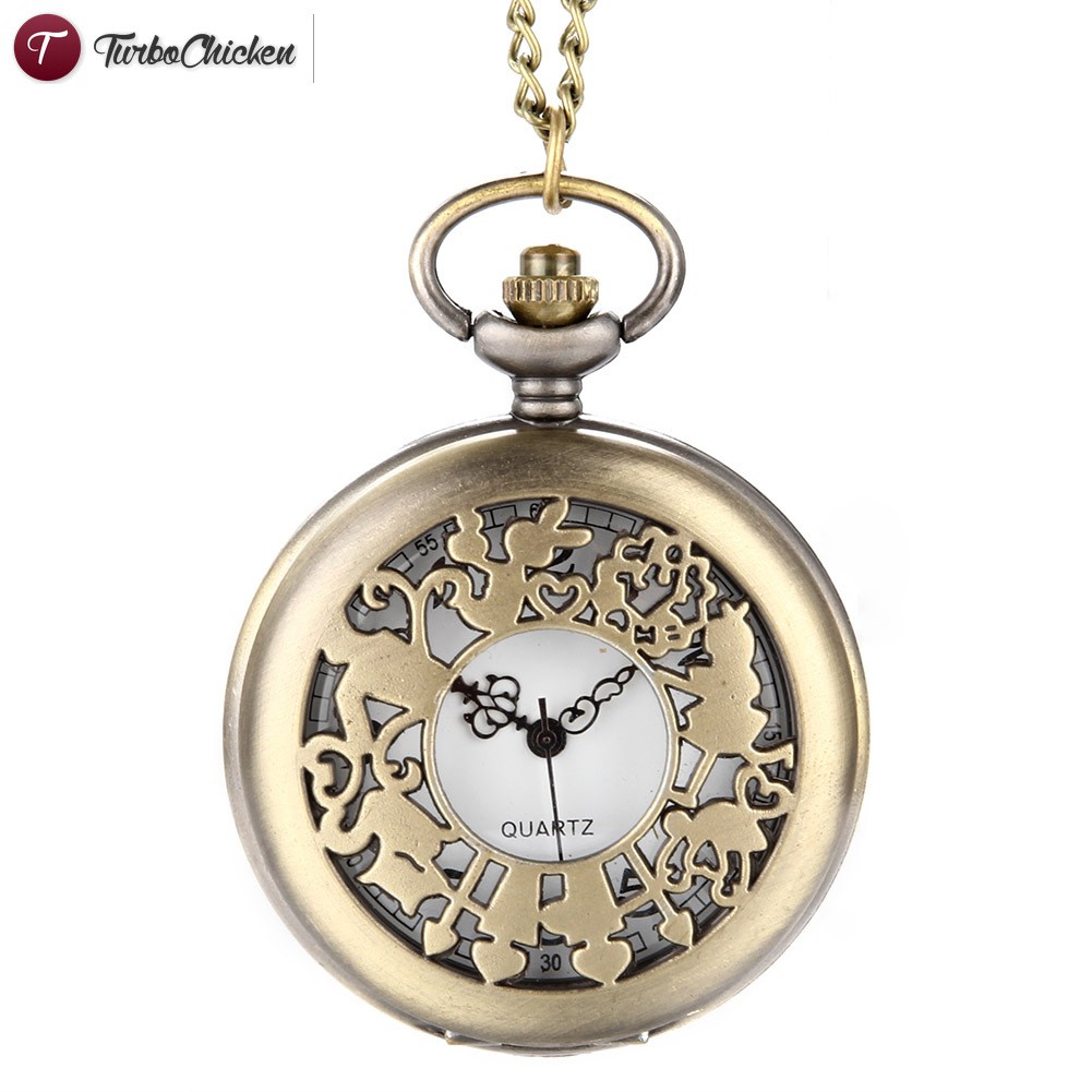 Đồng hồ quả quýt chạm khắc hình bông hoa phong cách Steampunk