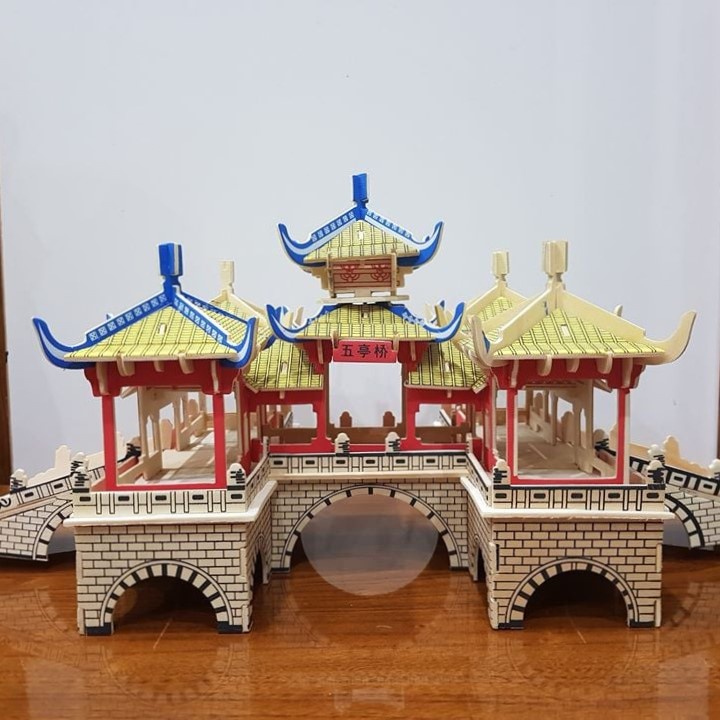 Đồ chơi xếp hình trẻ em, trò chơi lắp ráp, mô hình lắp ghép trang trí bằng gỗ 3D Cầu Ngũ Đình TQ
