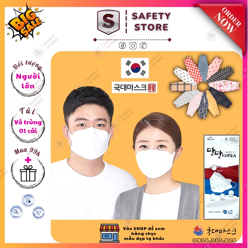 Khẩu trang KF94 4D hàn quốc họa tiết thời trang 4 lớp SAFETY STORE DN - Túi 01 cái