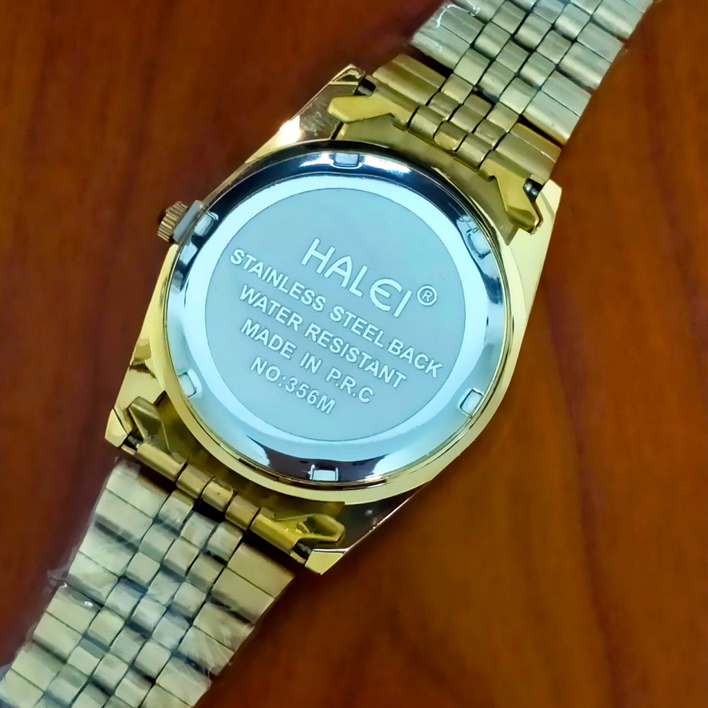 Đồng hồ nam Halei dây kim loại H988 khung vàng đẳng cấp sang trọng, đi mưa rửa tay thoải mái