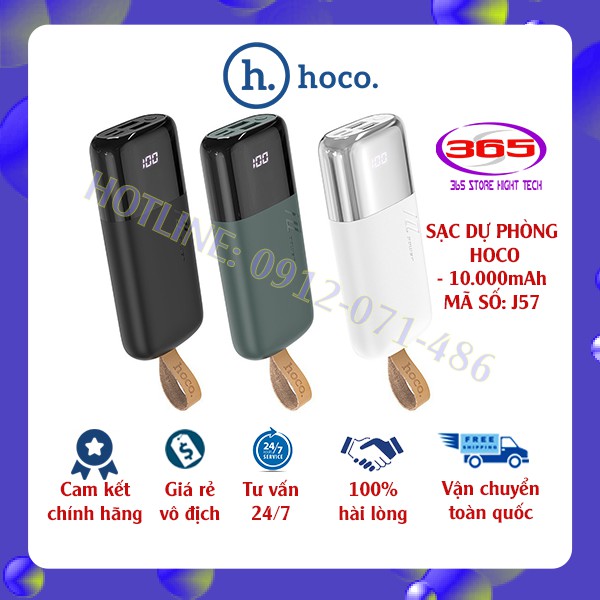 [HOCO]-Sạc dự phòng-Pin sạc dự phòng Hoco J57 10000mAh-Siêu nhỏ gọn, hàng chính hãng, màn hình Led hiển thị-BH 06 tháng