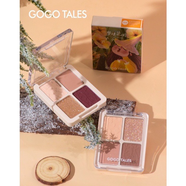 Bảng Phấn Mắt 4 ô GOGO TALES Dream Garden Nội Địa Trung Màu Sắc Độc Đáo, Thiết Kế Nhỏ Gọn, Chất Phấn Lì Mịn Lâu Trôi