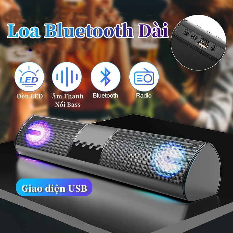 Loa Bluetooth A2 Loa không dây Loa kép âm bass mạnh treble rời hỗ trợ USB thẻ nhớ TF,FM,USB,BT,AUX