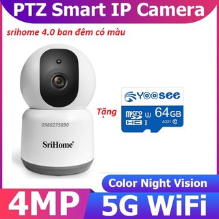 camera srihome sh038 4m siêu nét kèm thẻ 64g ban đêm có màu